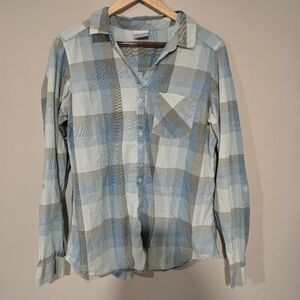Women's Blue and Brown Plaid Shirt